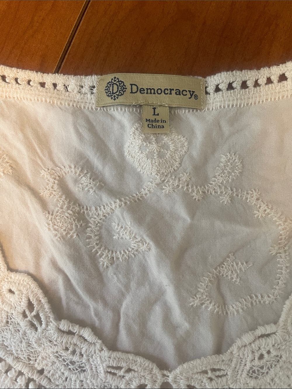 EUC Democracy Boho Cream embroidered Tunic size L - Picture 3 of 12